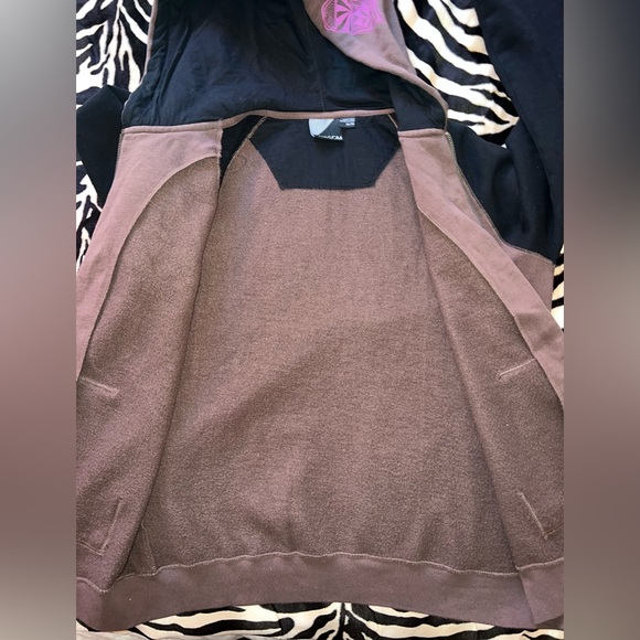 Volcom Zip Brown/Black Hoodie From Eatly 2000’s - Y2K/Surf/Skate - Junior's XL - Picture 8 of 16